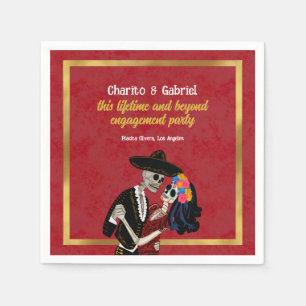 Döskallarna Charro och Catrina Sugar Dancing Red Pappersservett