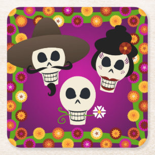 Döskallarna day of the dead underlägg papper kvadrat