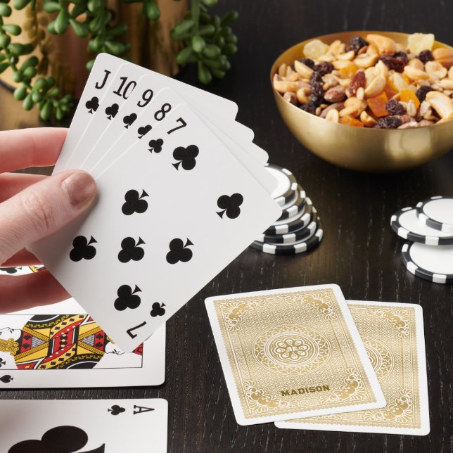 Döskallarna Mönster i Guld, Monogram Casinokort (På plats)
