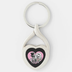 Döskallarna ny gifta twisted heart silverfärgad nyckelring