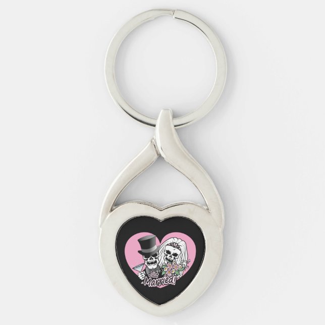 Döskallarna ny gifta twisted heart silverfärgad nyckelring (Framsidan)