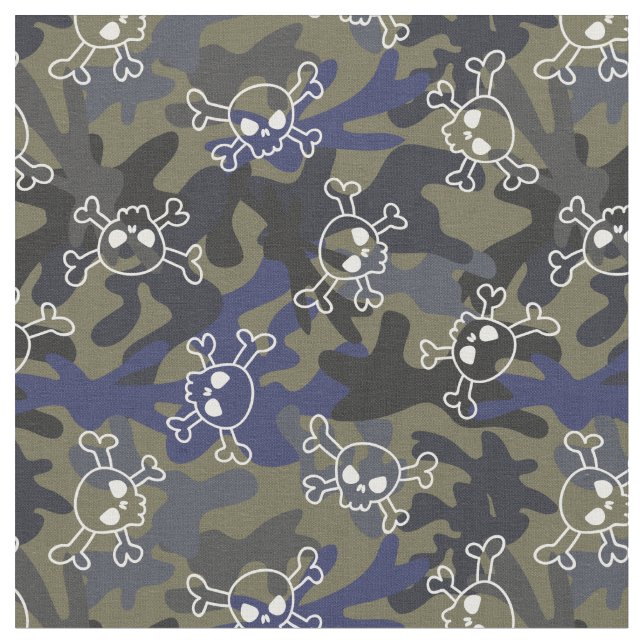 Döskallarna Oliv grönt Blue Camo Mönster Tyg (Närbild)