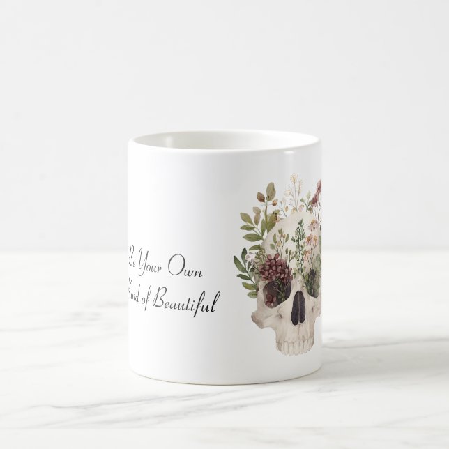 Döskalle Burgunder Blommor Gröna blad Kaffemugg (Center)