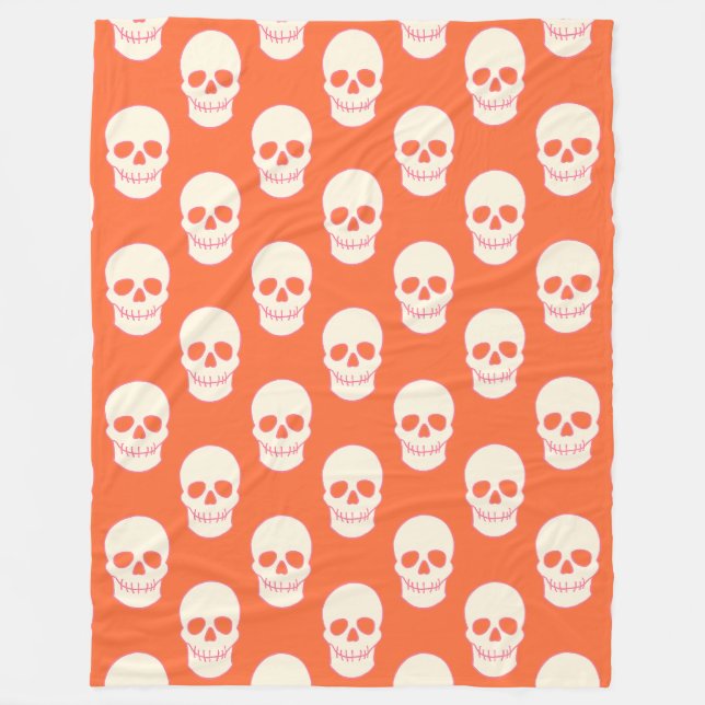 Döskalle i rosa, orange och kräm fleecefilt (Framsidan)