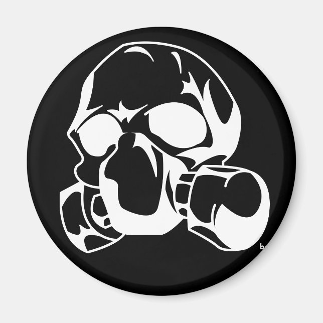 Döskalle med gasmask magnet (Framsidan)