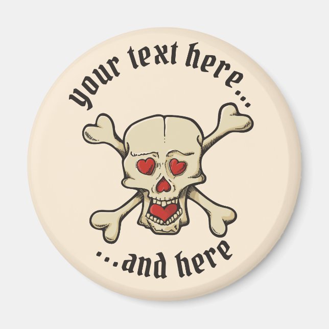 Döskalle med hjärtan magnet (Framsidan)