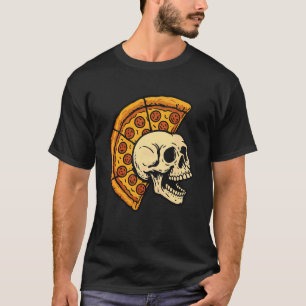 Döskalle med pizza-mohawk rolig punkrockmat t shirt