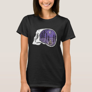 Döskalle med skogsscen för nattlig camping True Cr T Shirt