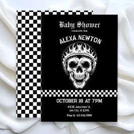 Döskalle motorcykelåkare baby shower inbjudningar