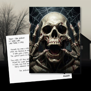 Döskalle och ben Skrämmande Halloweenhälsningar Vykort