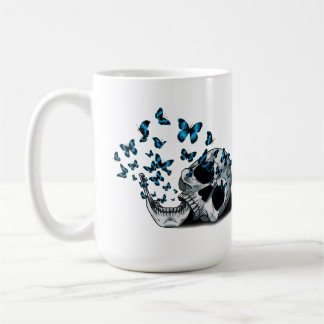 Döskalle och blå fjärilar kaffemugg