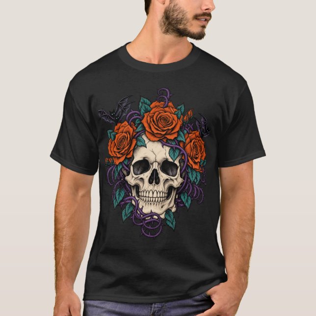 Döskalle och höströjor Halloween T-Shirt (Framsida)