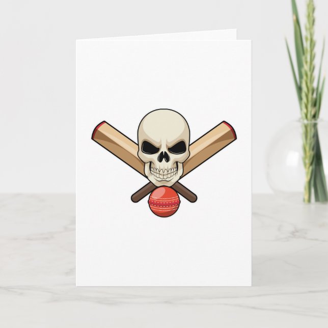 Döskalle på Cricket med Cricket-slagträ Kort (Framsida)