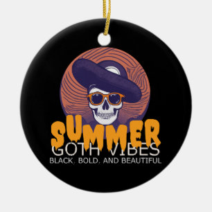 döskalle sommarhatt julgransprydnad keramik