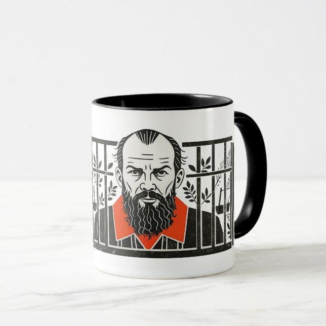 Dostoevskij i Jail, vita nätter Design Mugg (Framsida höger)
