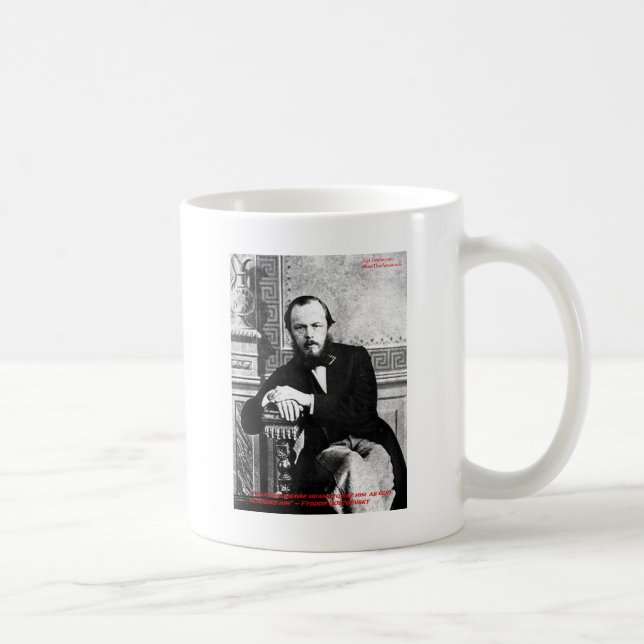 Dostoevsky "Gud planerad" citattecken och kort för Kaffemugg (Höger)