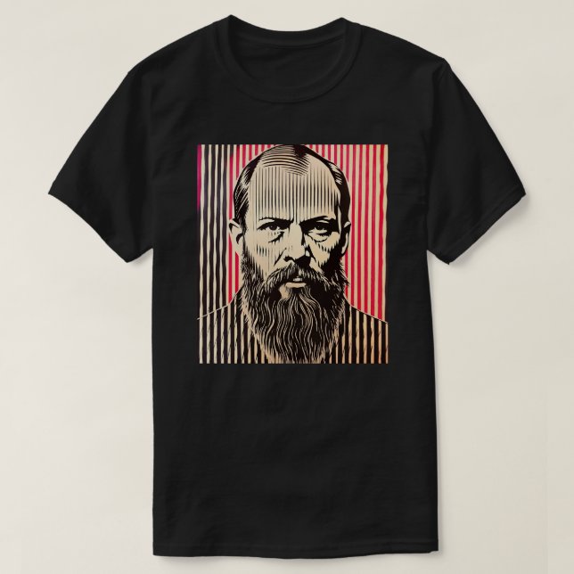 Dostoevsky i BAUHAUS optiska illusion stil T Shirt (Design framsida)