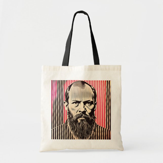 Dostoevsky i BAUHAUS optiska illusion stil Tygkasse (Framsidan)