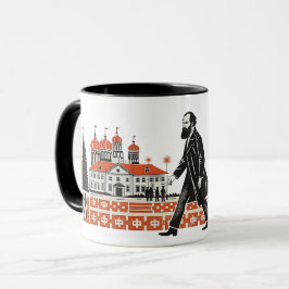 Dostoevsky som går i Sankt Petersburgs design Mugg