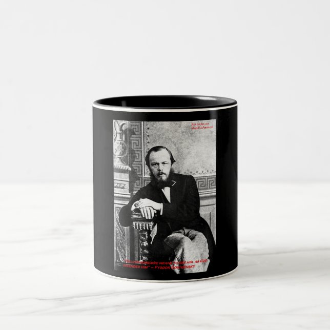 Dostojevskij "Gud avsåg" Kärlek Citat Gåvor & Kort Två-Tonad Mugg (Center)