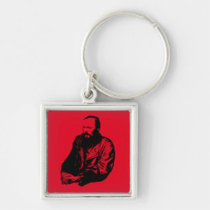 Dostoyevsky Keychain Fyrkantig Silverfärgad Nyckelring