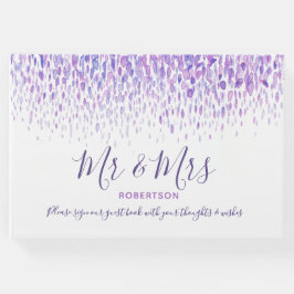 Dot art cascade anpassningsbar lila bröllop gästböcker