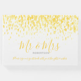 Dot art cascade anpassningsbar varmt gult bröllop gästböcker