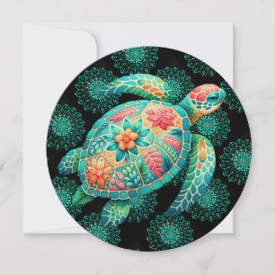 Dot Art Center Infoga Blommigt Sea Turtle Note Car Tack Kort