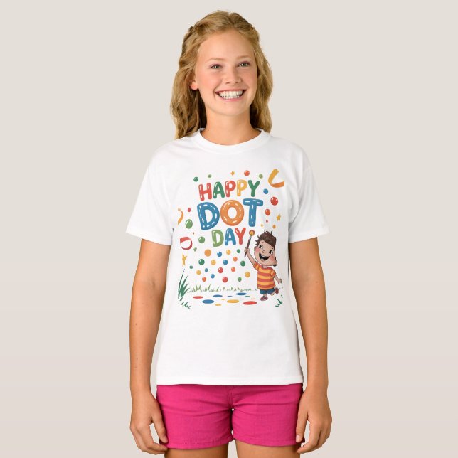 Dot Day Kids Colorful Firande OutfitT-Shirt T Shirt (Hel framsida)