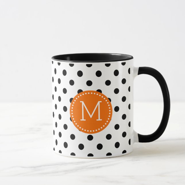 Dot-dekortecken för svartvit polka-Orange Mugg (Höger)
