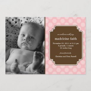 Dot Delight Flicka Birth Notice Meddelande