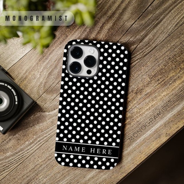 Dot-design för svartvit anpassningsbar (Custom Black And White Polka Dot Design Case-Mate iPhone Case)