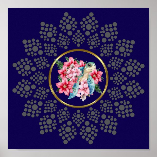 Dot din egen Mandala med Sea Turtle Center-bild Poster (Framsidan)