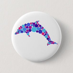 Dot Dolphin Colorfull Abstrakt Sea Animal Knapp