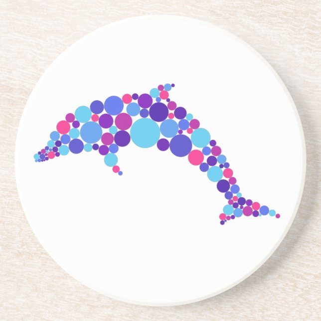 Dot Dolphin Colorfull Abstrakt Sea Animal Underlägg (Framsidan)