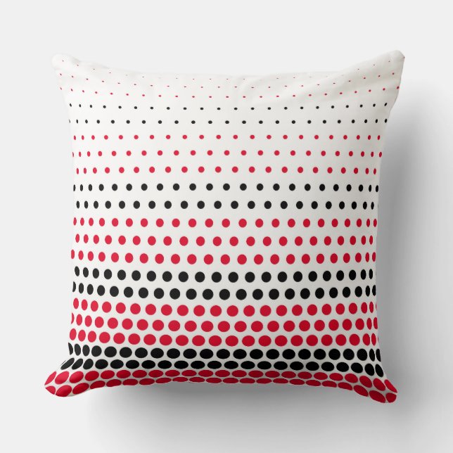 Dot för modern kadmiumrött och svart polka kudde (Framsida)