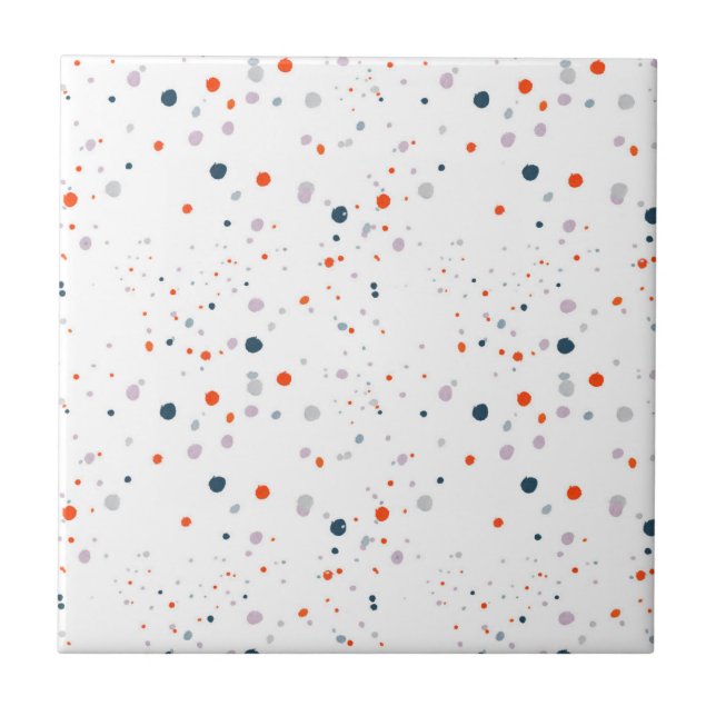 Dot Fusion" Small Big Multifärgad Polka Dot White Kakelplatta (Framsidan)