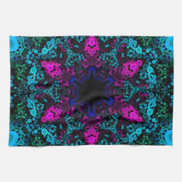 Dot Mandala Flower Blue Grönt and Rosa Kökshandduk