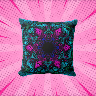 Dot Mandala Flower Blue Grönt and Rosa Kudde