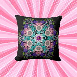 Dot Mandala Flower Blue Grönt and Rosa Kudde