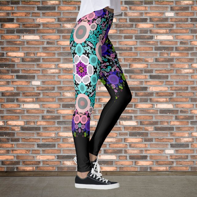 Dot Mandala Flower Blue Grönt and Rosa Leggings (Skapare uppladdad)