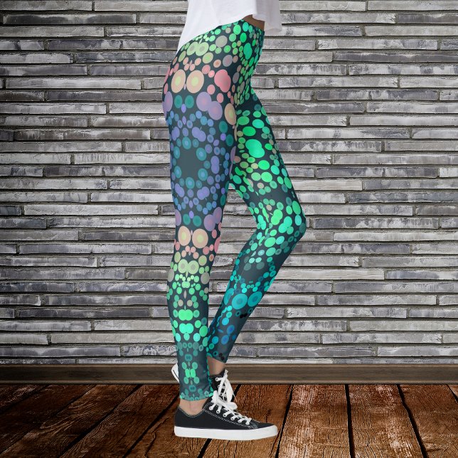 Dot Mandala Flower Blue Grönt and Rosa Leggings (Skapare uppladdad)