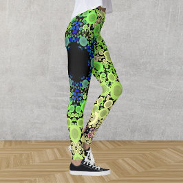Dot Mandala Flower Blue-Grönt och -Gult Leggings