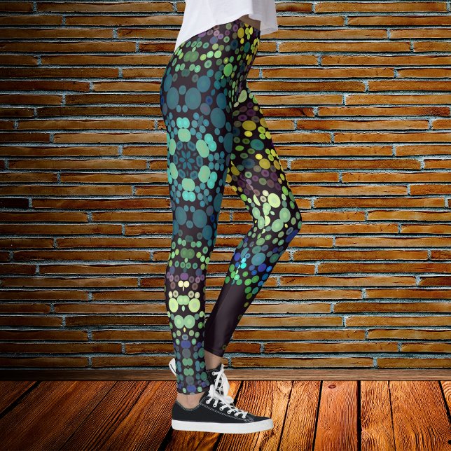 Dot Mandala Flower Blue Gult and Lila Leggings (Skapare uppladdad)