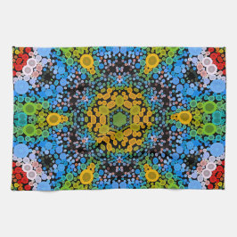 Dot Mandala Flower Blue-Gult och -Grönt Kökshandduk