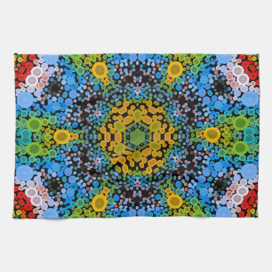 Dot Mandala Flower Blue-Gult och -Grönt Kökshandduk