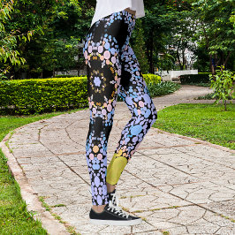 Dot Mandala Flower Blue och Gult Leggings