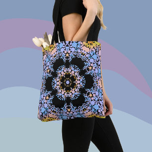Dot Mandala Flower Blue och Gult Tygkasse
