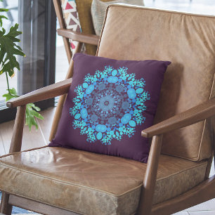 Dot Mandala Flower Blue och Lila Kudde