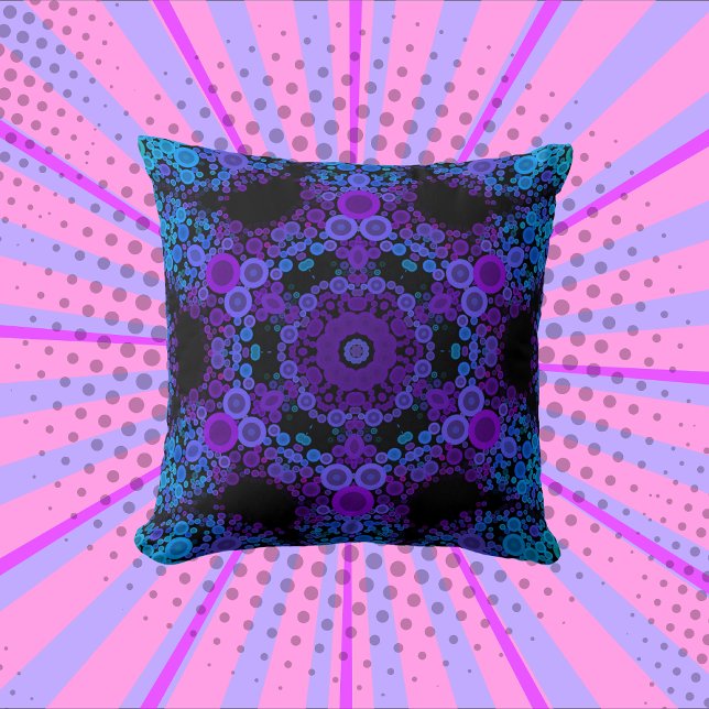 Dot Mandala Flower Blue och Lila Kudde (Skapare uppladdad)